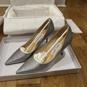 Jimmy Choo Metallic Silver Heels